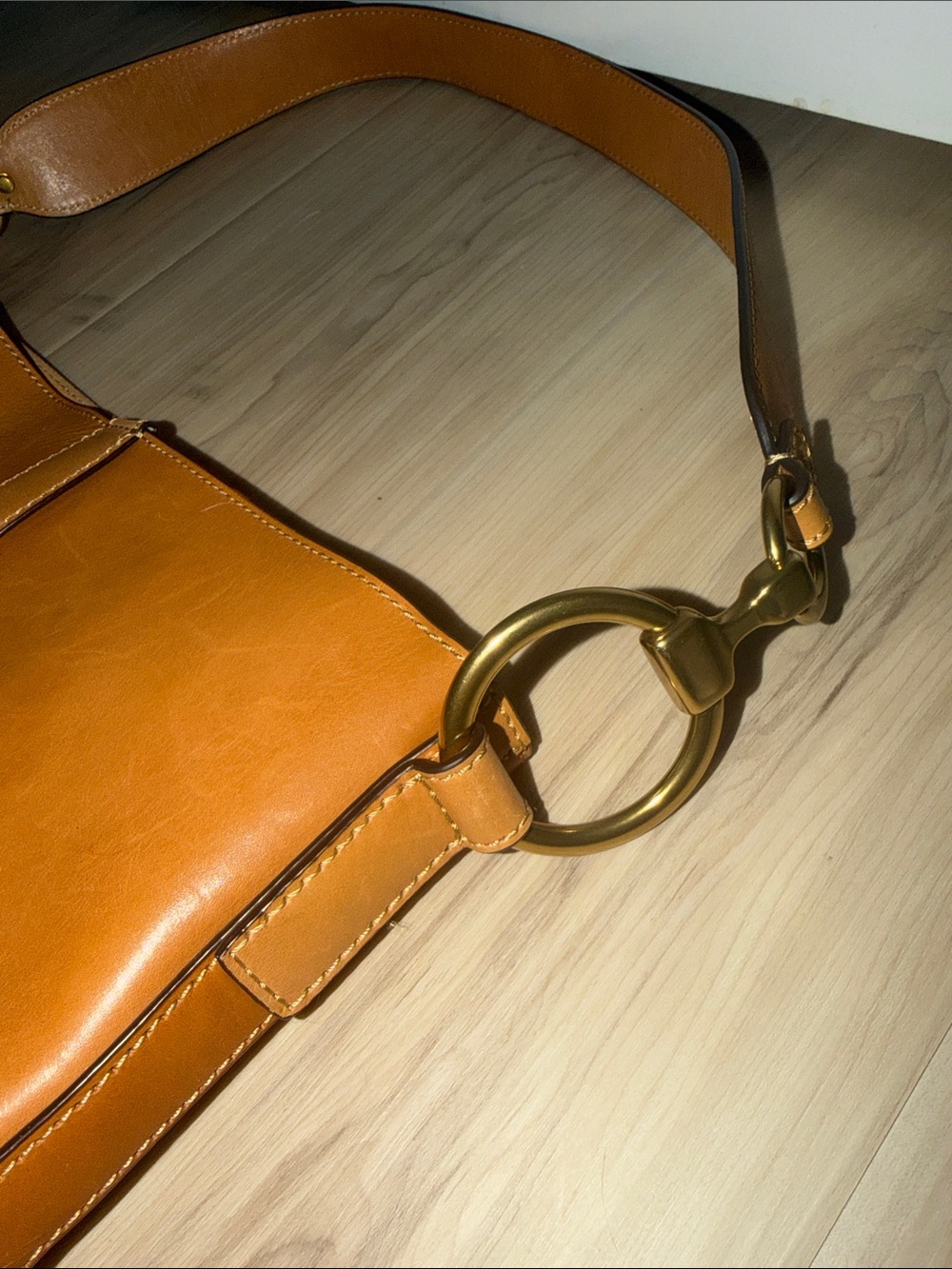 Frye Tan Leather Shoulder Bucket Bag - Picture 3 of 8